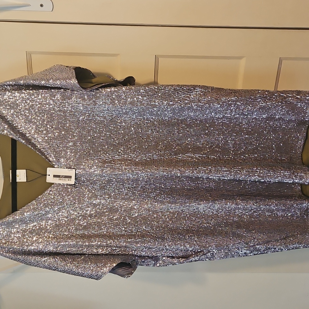 Silver Sequin V-Neck Dress